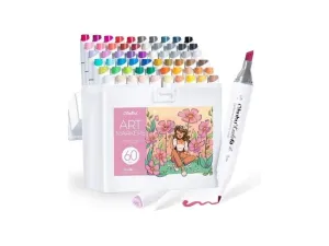 Μαρκαδόροι Σχεδίου Ohuhu Kaala Διπλή Μύτη Brush & Chisel (60 Τεμάχια)